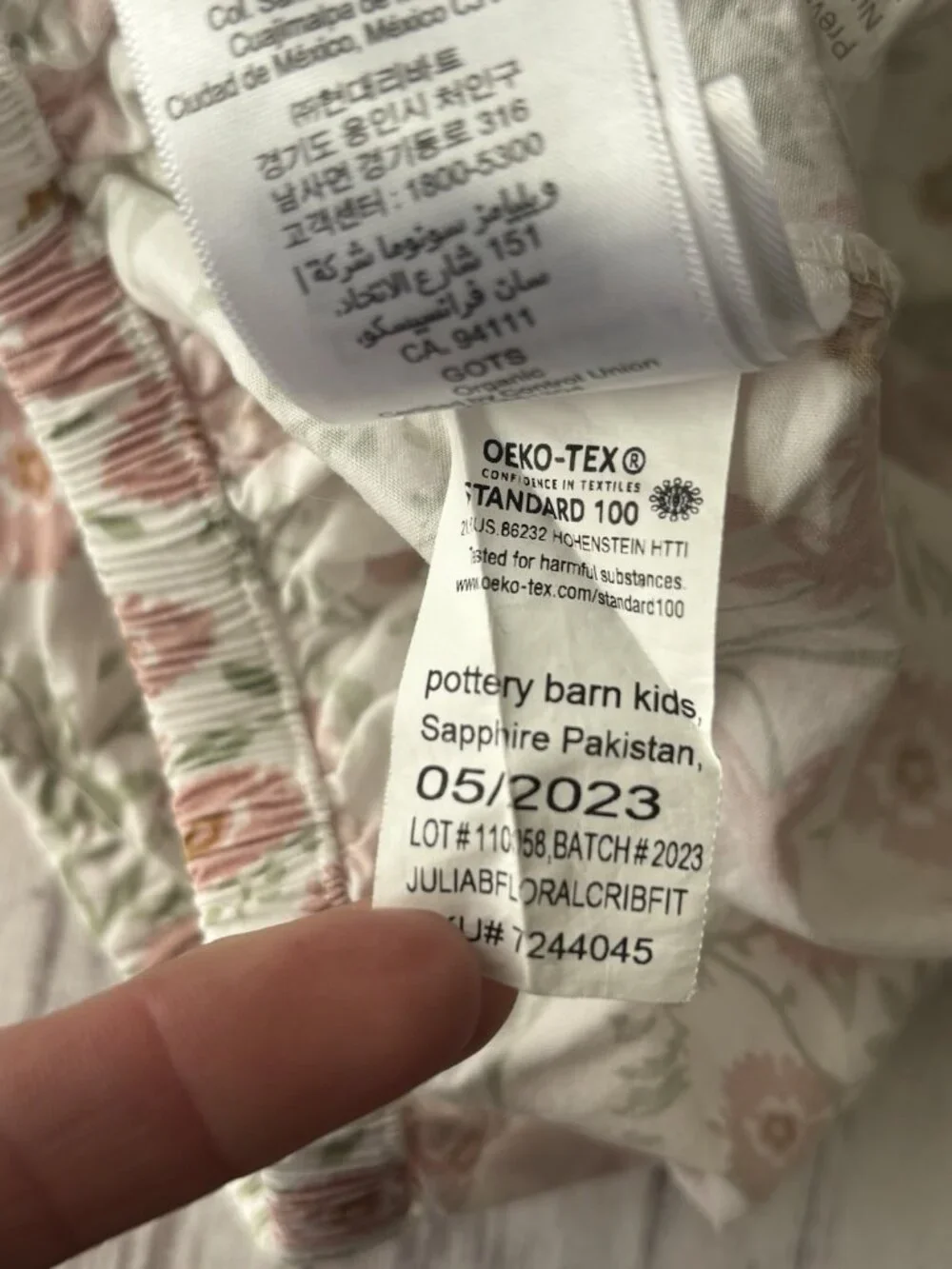 Pottery Barn Kids Julia Berolzheimer Floral Organic Crib Fitted Sheet Pink Green